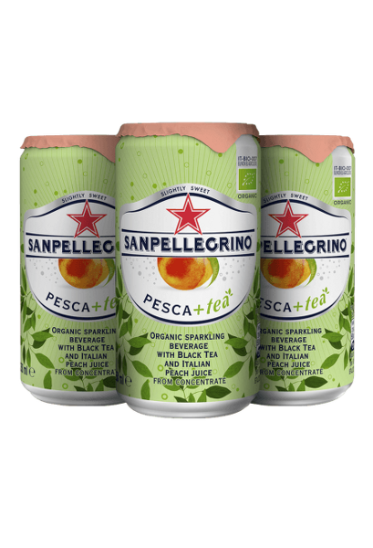 San Pellegrino ice tea + peach; CAN 0.25l (sparkling)