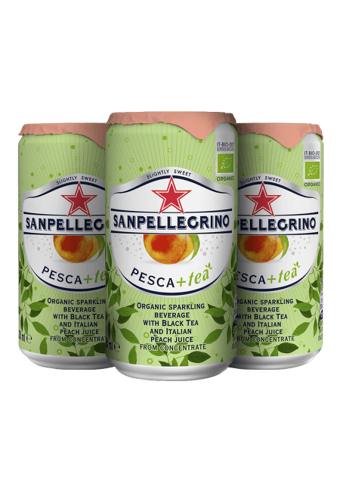 San Pellegrino ice tea + peach; CAN 0.25l (sparkling)
